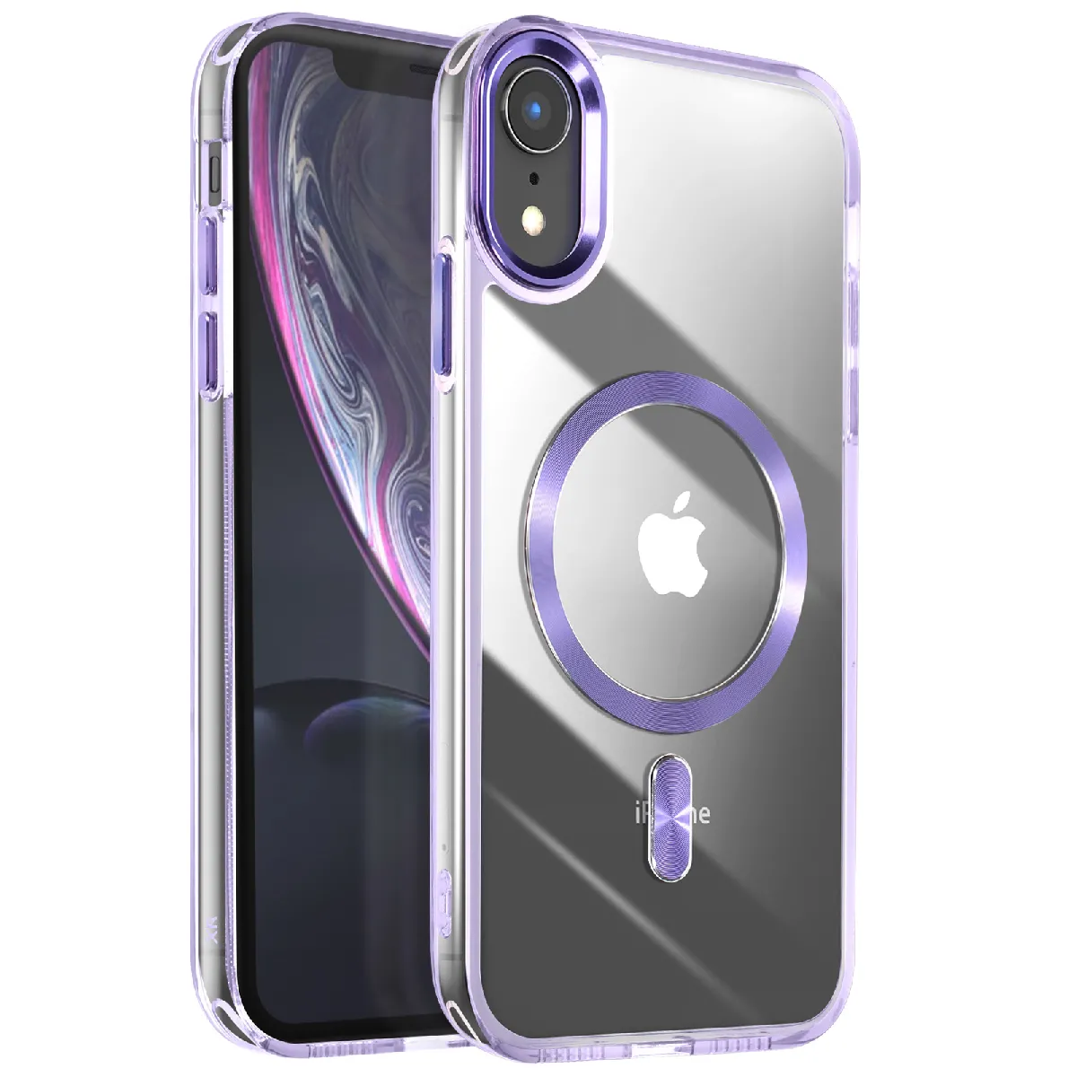 Avizar Violet Coque Magsafe Pour Iphone Xr Dos Cristal Color