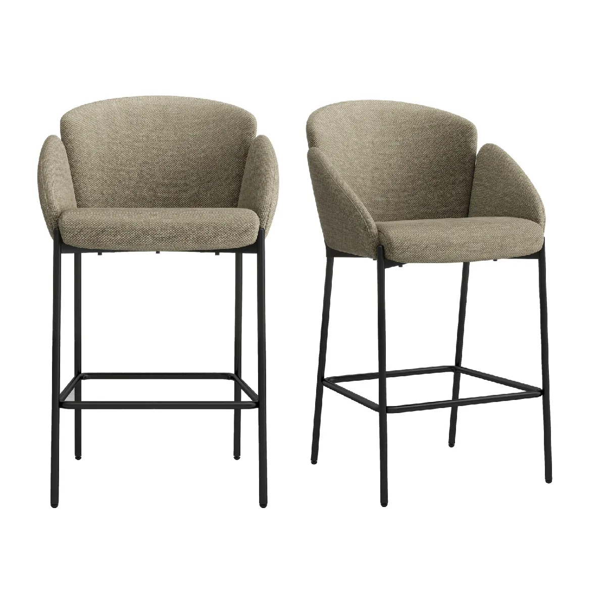 Moloo Lot de 2 tabourets de bar en tissu - Taupe Moloo Lot de 2 tabourets de bar en tissu - Taupe