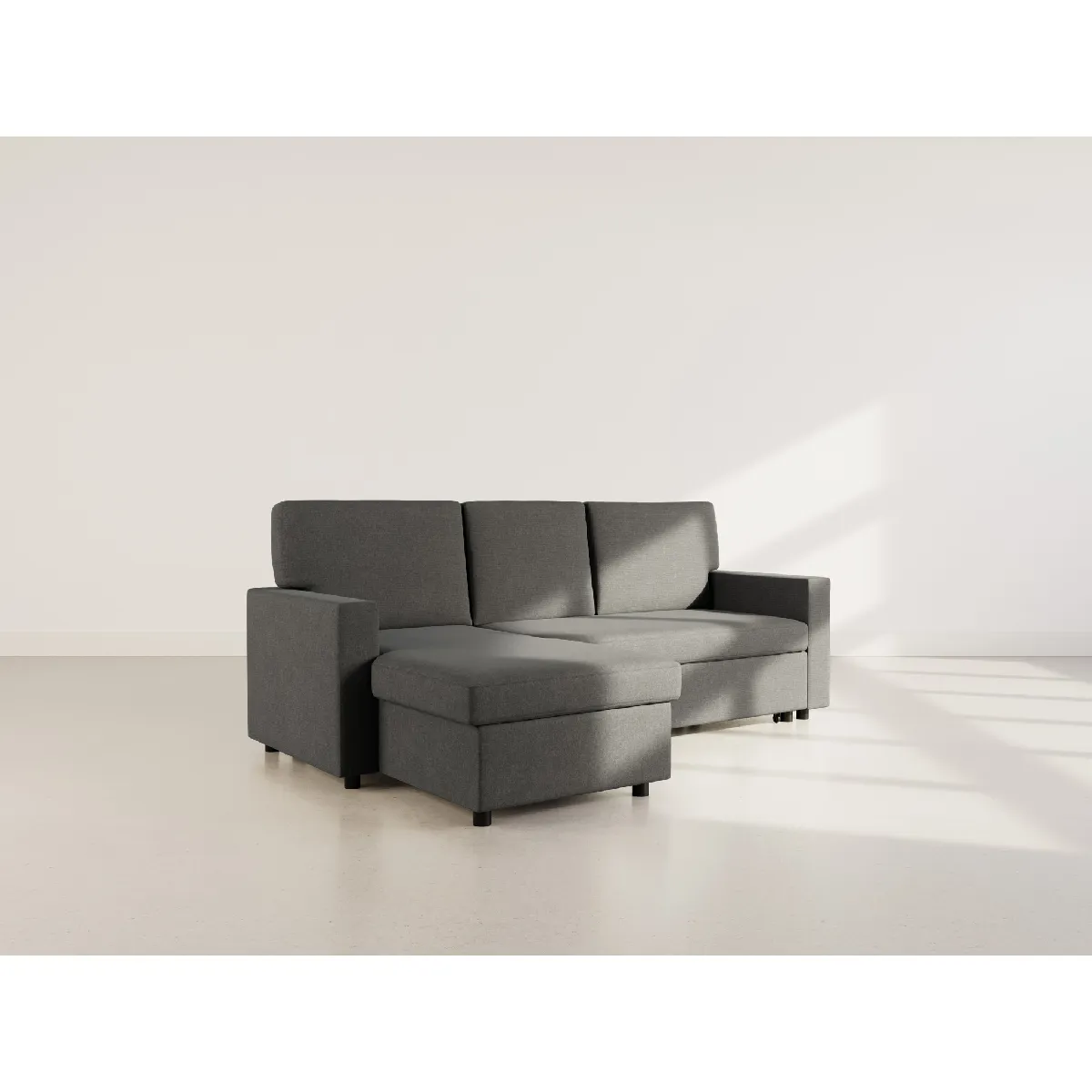 Meiya canapé d'angle réversible 4 places convertible avec coffre en tissu - vue 3