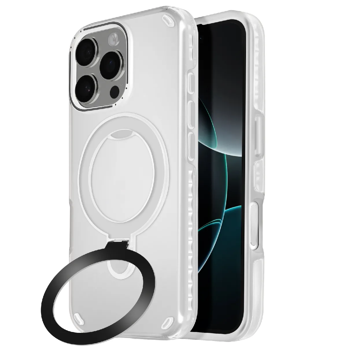 Avizar Blanc Coque Magsafe Pour Iphone 16 Pro Max Antichoc Avec Support Pliable