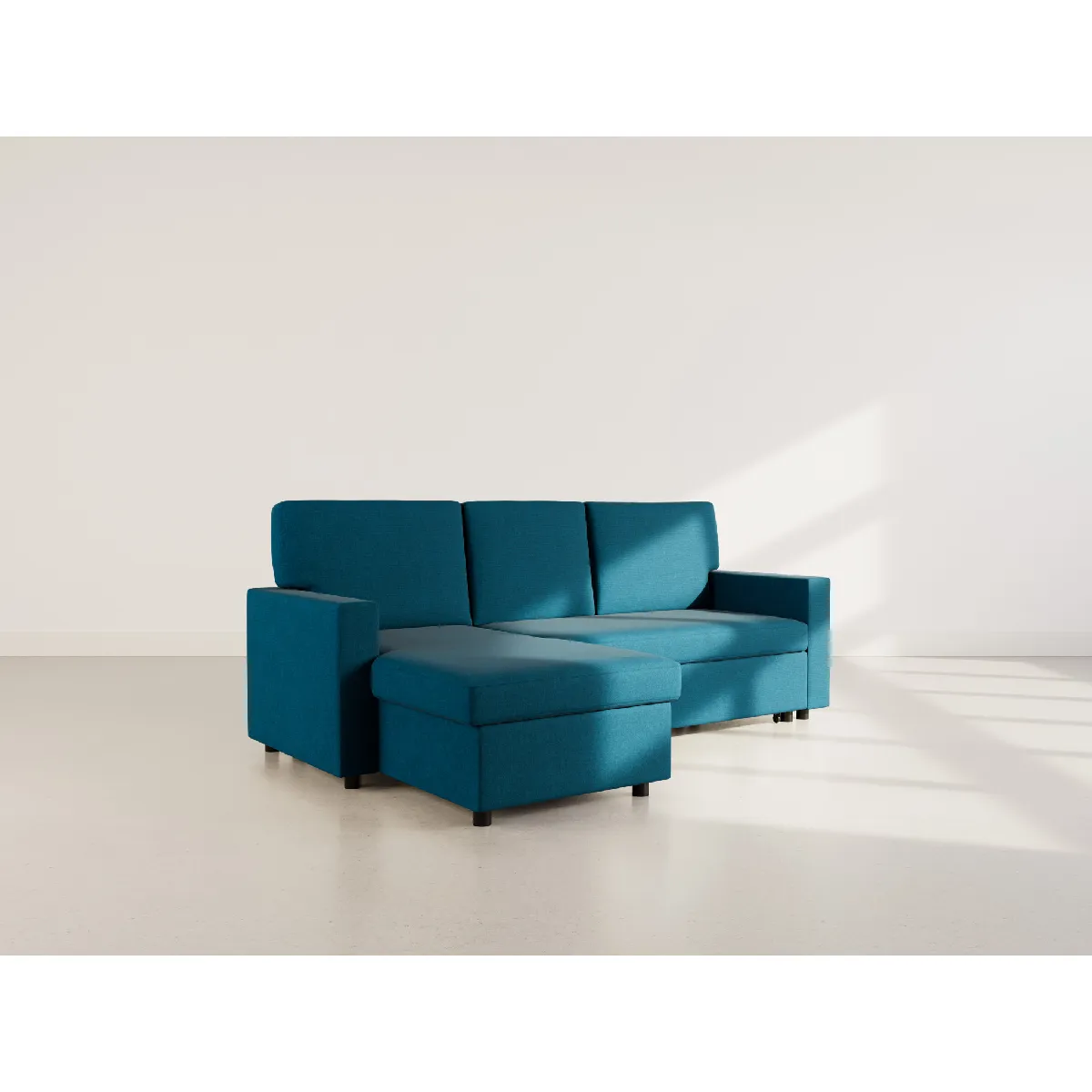 Meiya canapé d'angle réversible 4 places convertible avec coffre en tissu - vue 2