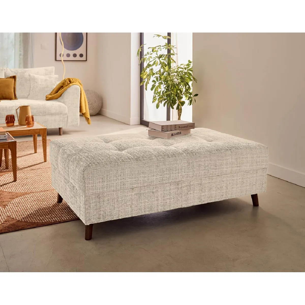 BestMobilier - Pouf Rune - Velours - Beige - Image 2