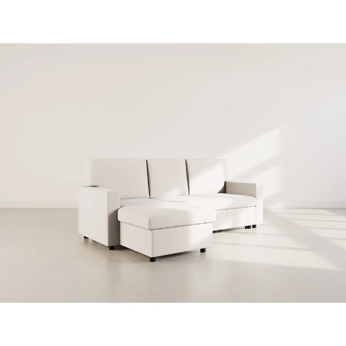 Meiya canapé d'angle réversible 4 places convertible avec coffre en tissu