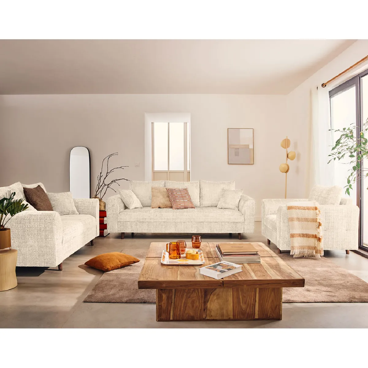 Lisa design Fauteuil Rune en velours - Beige Lisa design Fauteuil Rune en velours - Beige