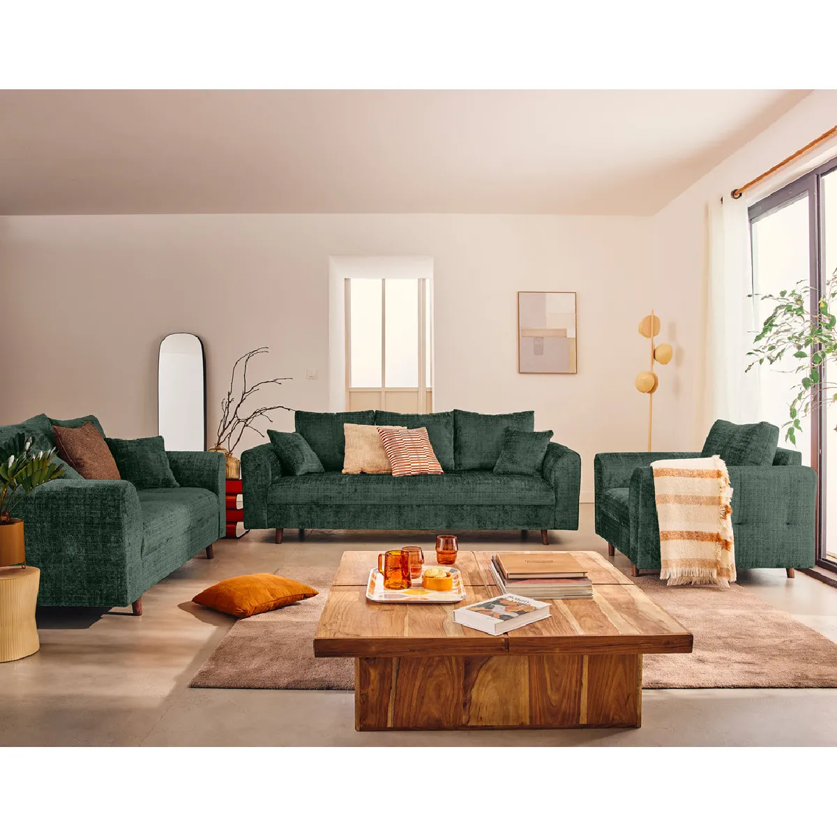 Lisa Design fauteuil Rune en velours - vert Lisa Design fauteuil Rune en velours - vert