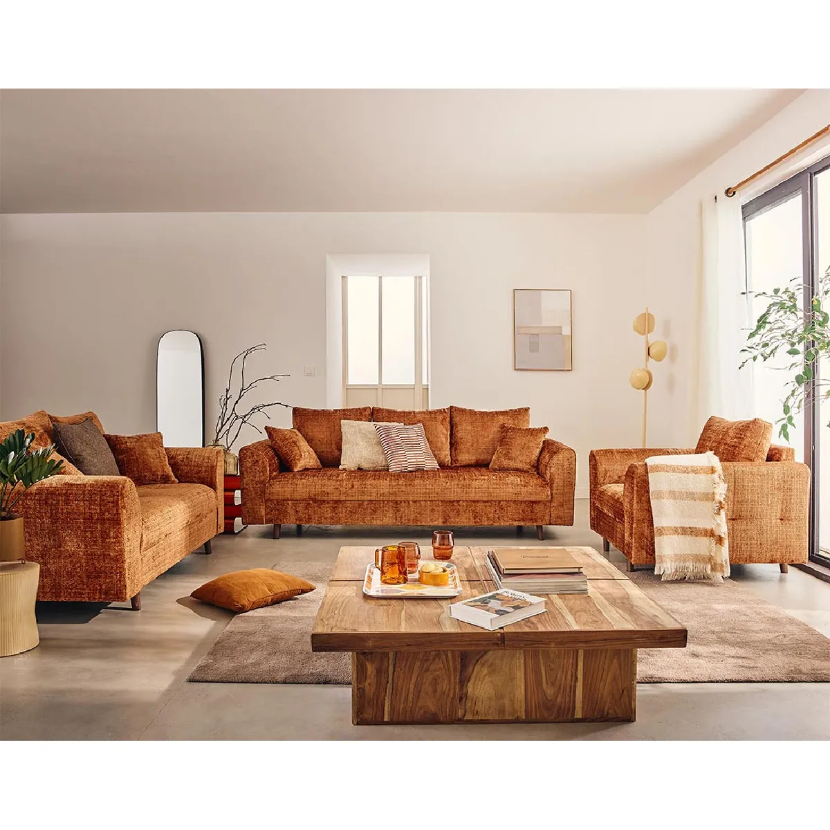 Lisa design Fauteuil velours - Rouille Lisa design Fauteuil velours - Rouille