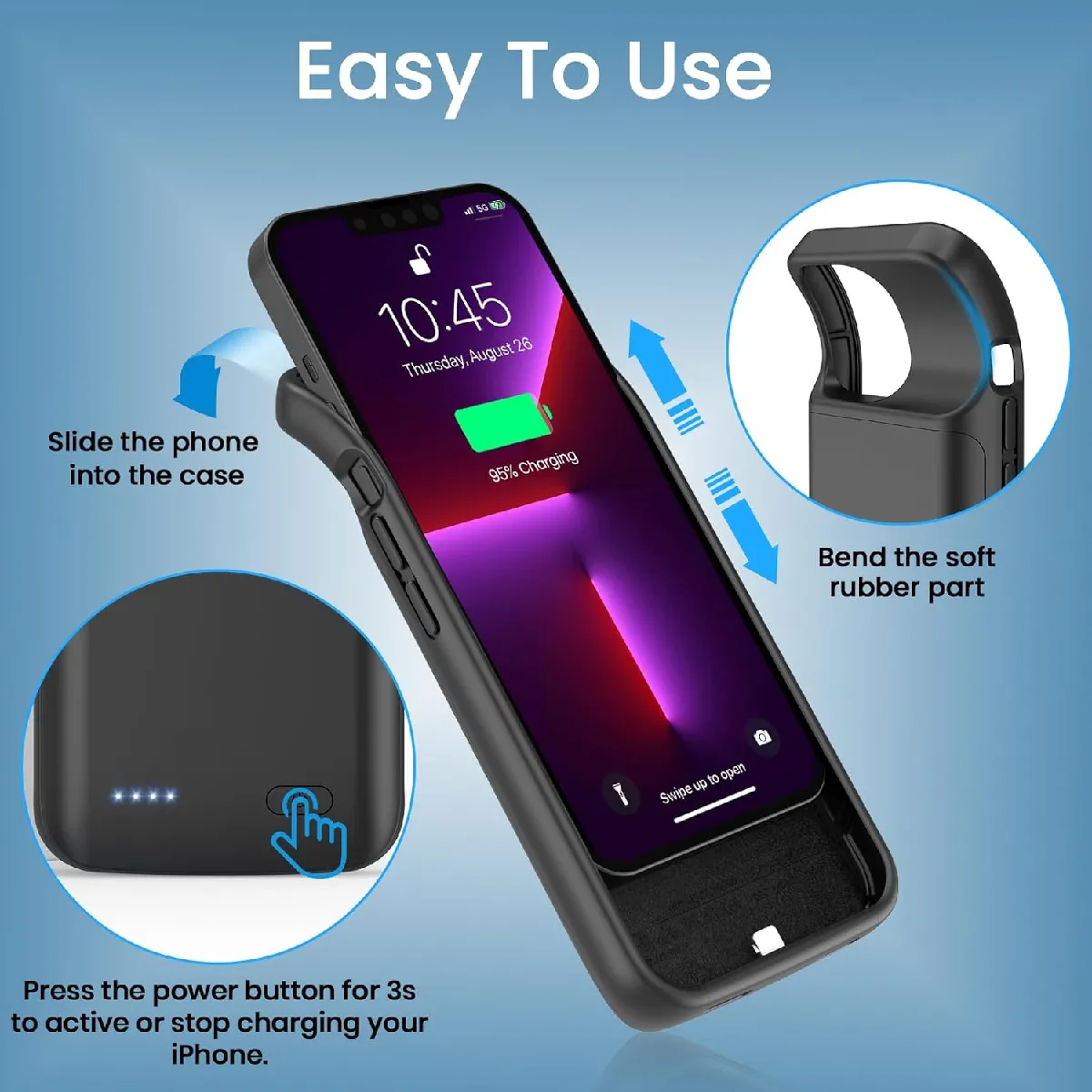 Coque Batterie IPhone 13/13 Pro 4800mAh - Charge Portable, Protection - NEWDERY - 6.1 Pouces