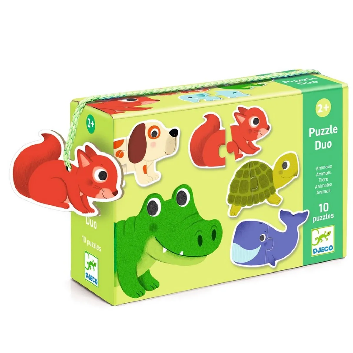 Djeco Vert Puzzle Duo Animaux Silhouettes - Apprentissage Amusant Pour Enfants - Neuf - Image 3