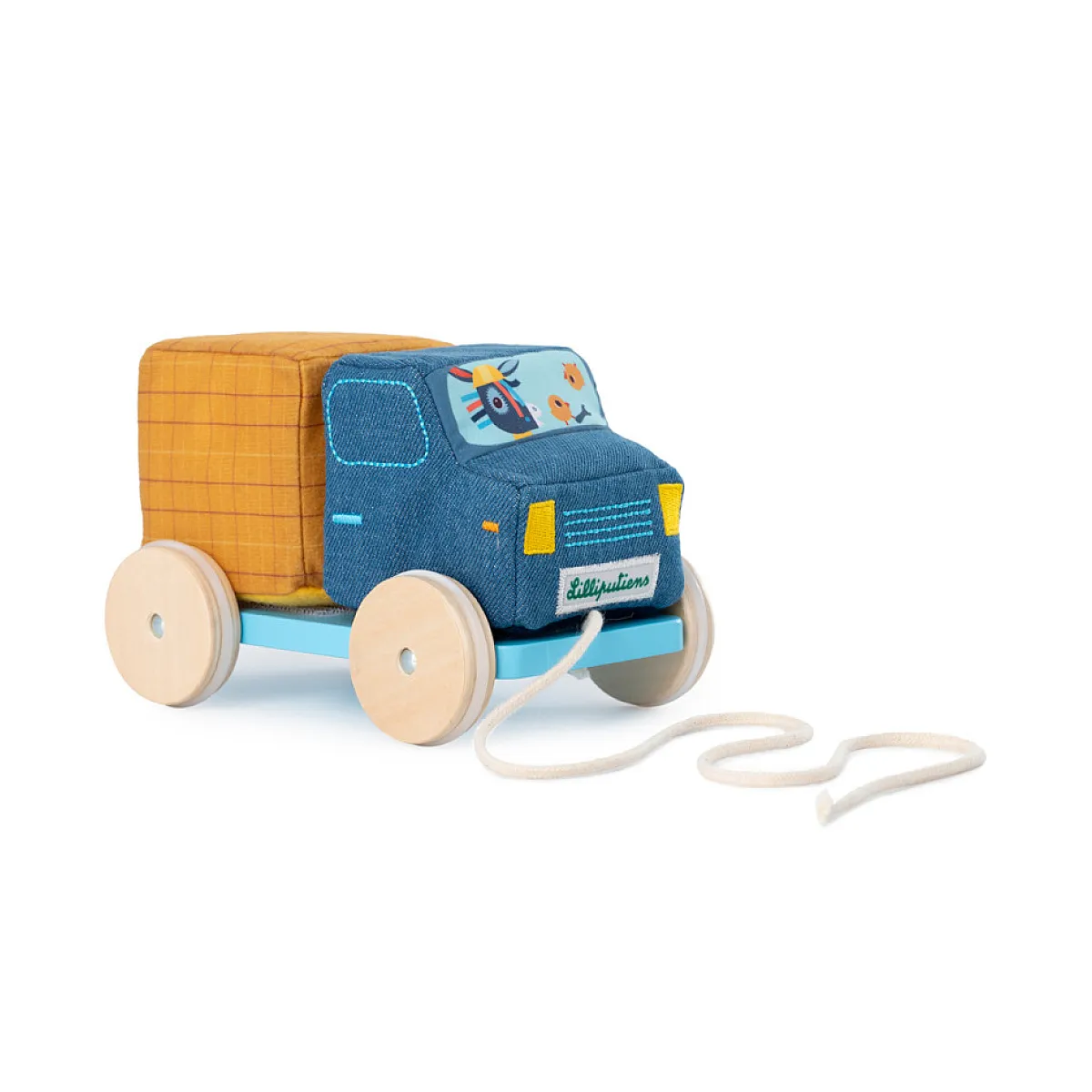 Camion Toupie à Tirer en Bois et Tissu - Jouet Éducatif pour Enfants Camion Toupie à Tirer en Bois et Tissu - Jouet Éducatif pour Enfants