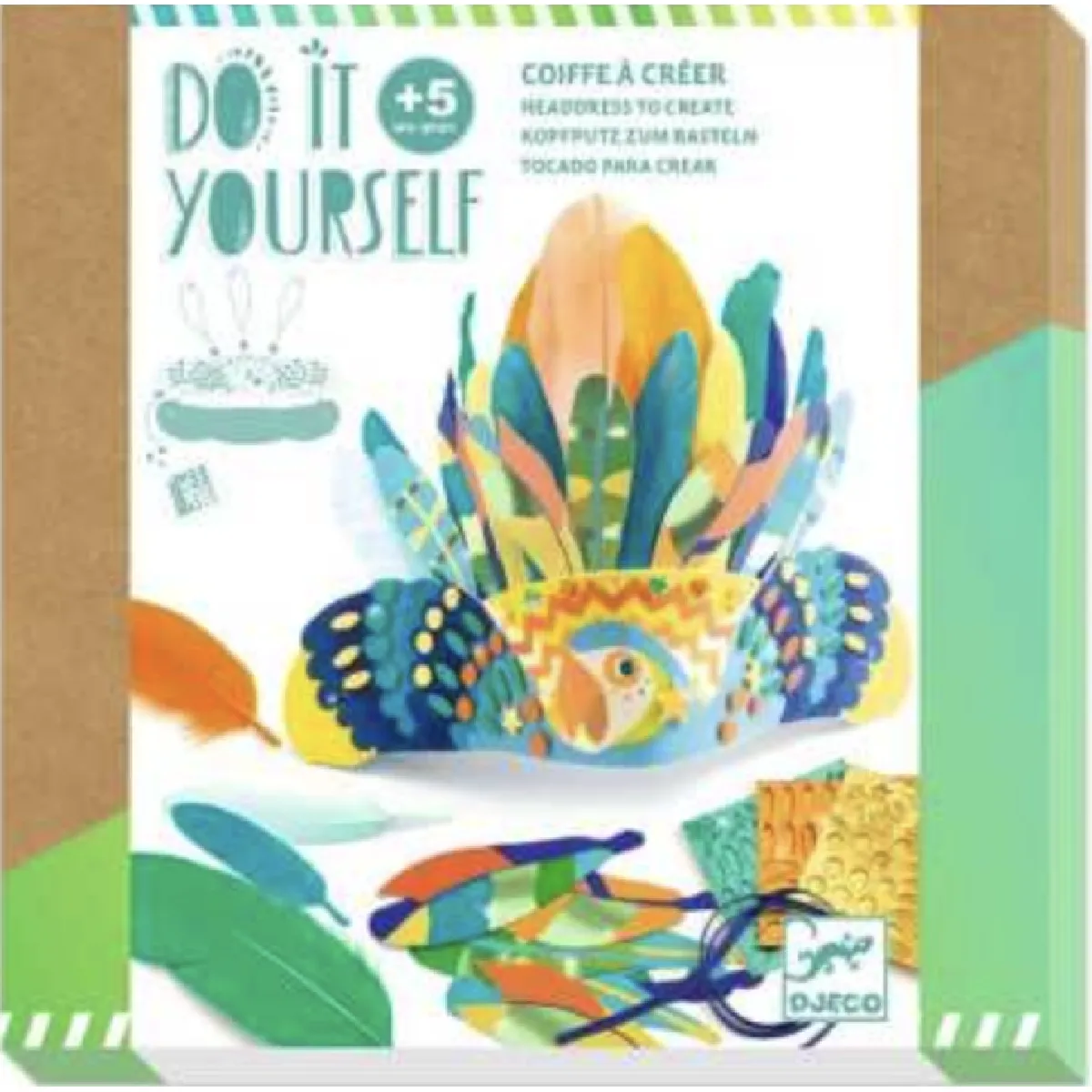 Djeco - Loisirs créatifs - Kit de coiffe tropicale à décorer - Bois - Image 2