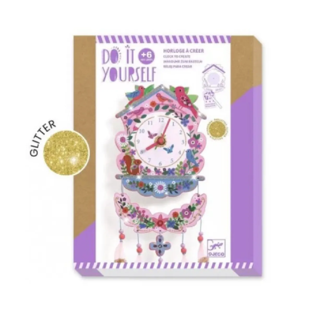 Djeco DJ07979 - Kit Horloge Créative à Décorer - Bois - Image 3