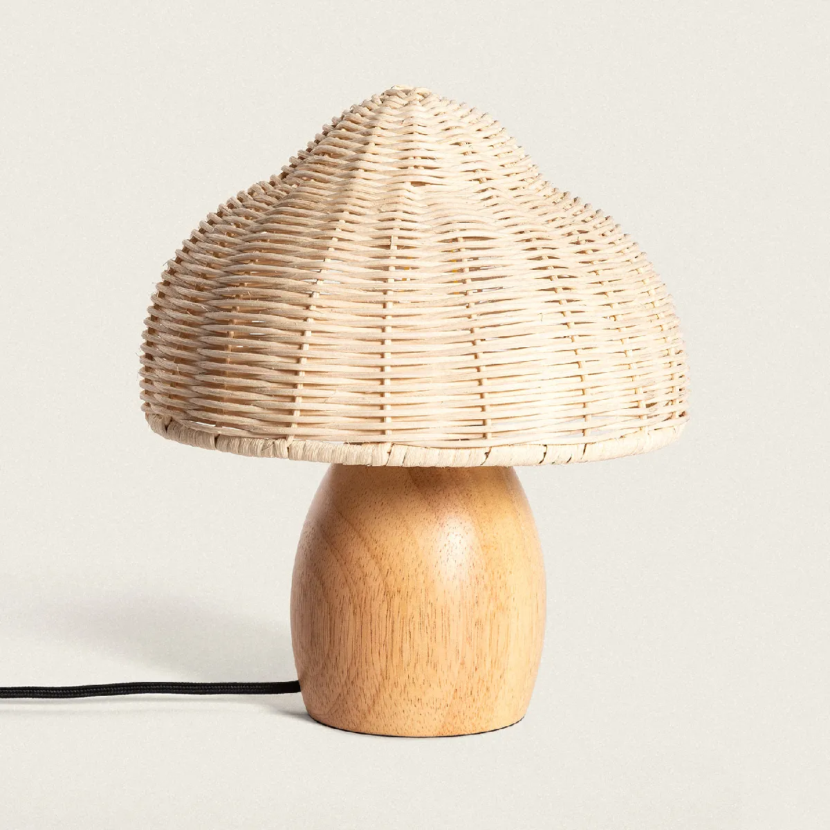 Ledkia Lampe à poser bois et rotin Karava - Naturel