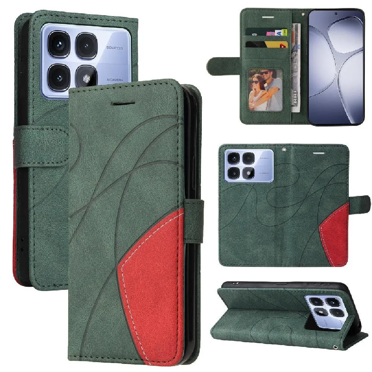 Étui Portefeuille Xiaomi POCO C75 - Cuir Vert - Coque & étui smartphone