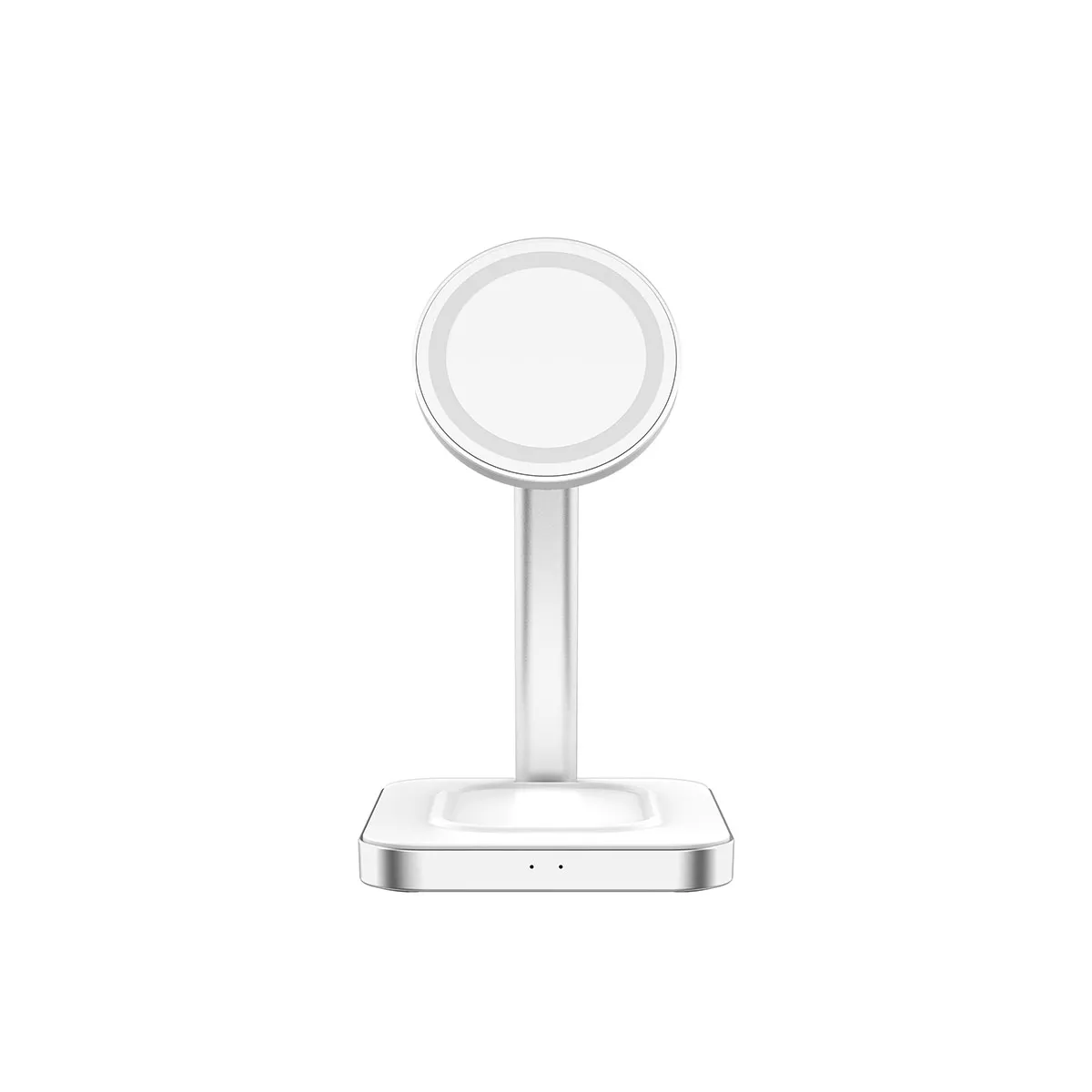 Force Blanc Power Chargeur Sans Fil Induction 2 En 1 Compatible Magsafe 15W
