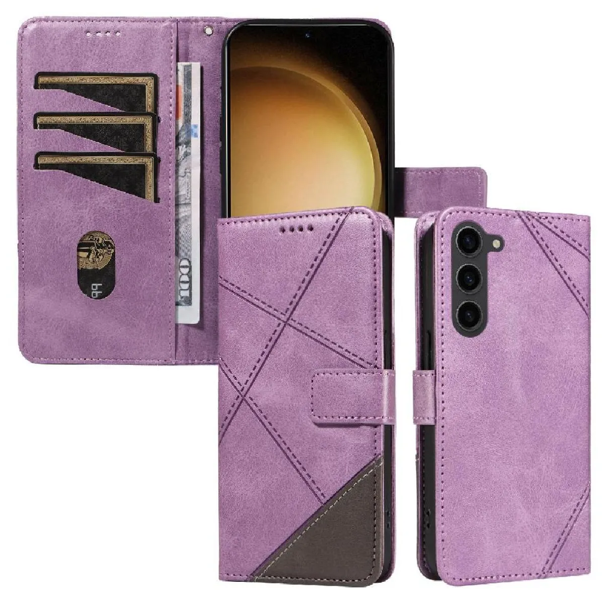 Générique Violet Étui Portefeuille À Fermeture Magnétique Samsung Galaxy S23