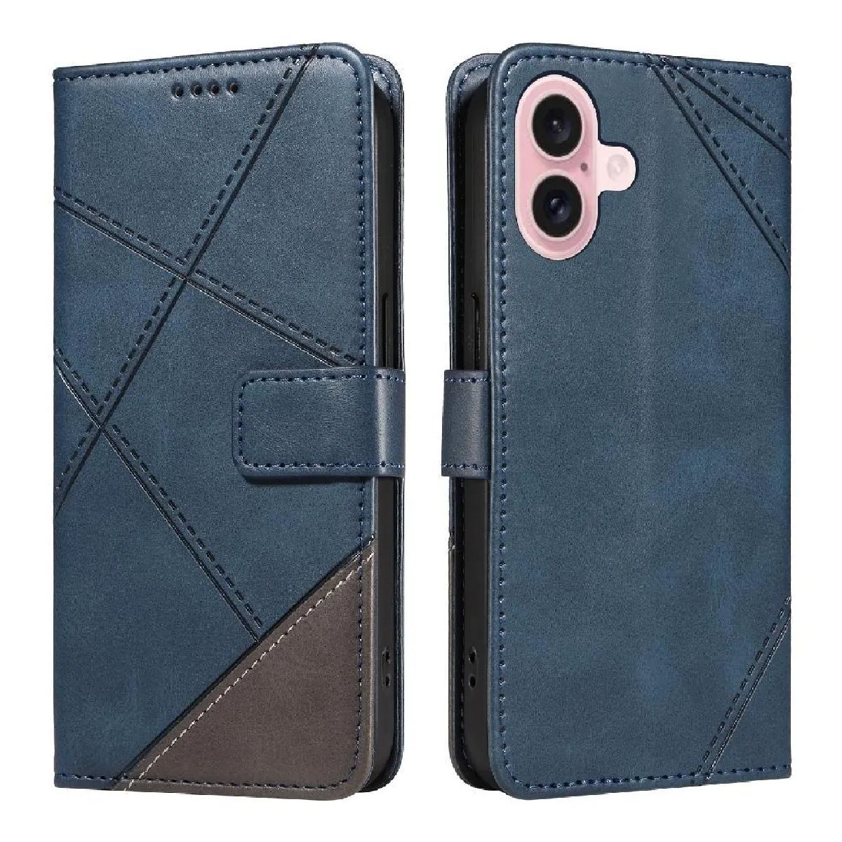 Générique Bleu Étui Portefeuille En Cuir Synthétique Pour Apple Iphone 16