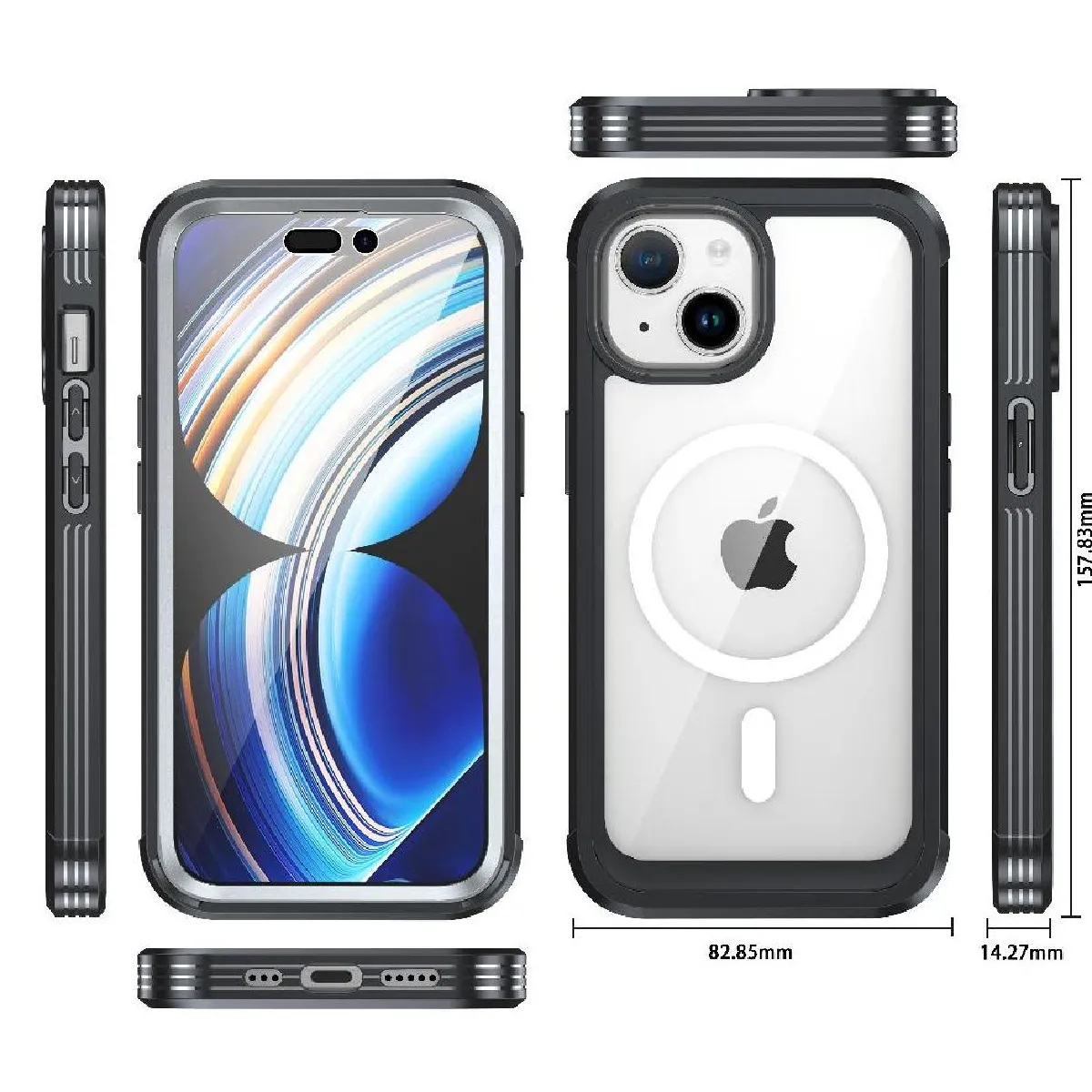 Générique Noir Étui Robuste Avec Film Protecteur Iphone 15