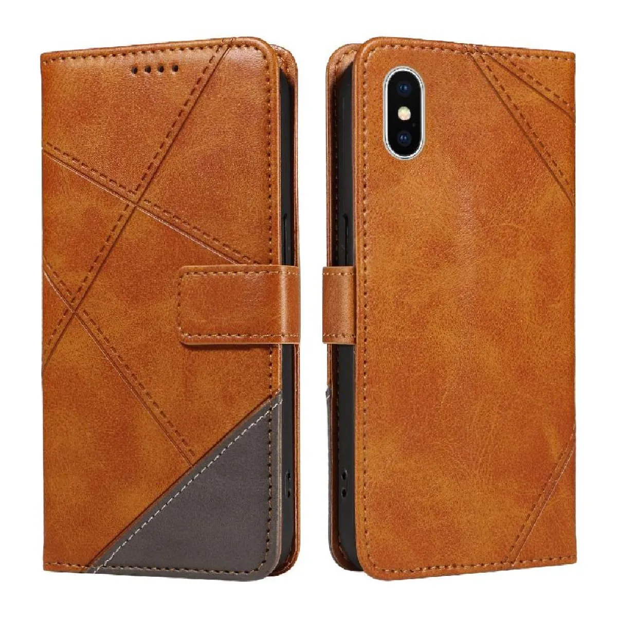 Générique Marron Étui Portefeuille En Cuir Et Plastique Iphone X/Xs