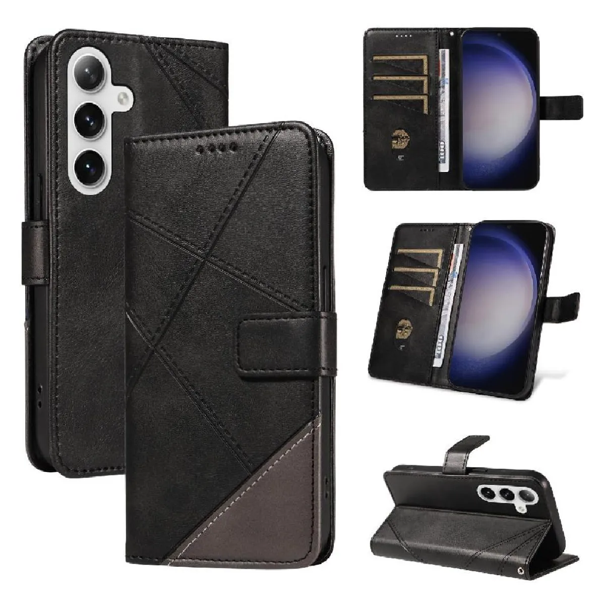 Générique Noir Étui Portefeuille En Cuir Avec Support Samsung Galaxy S23 Fe