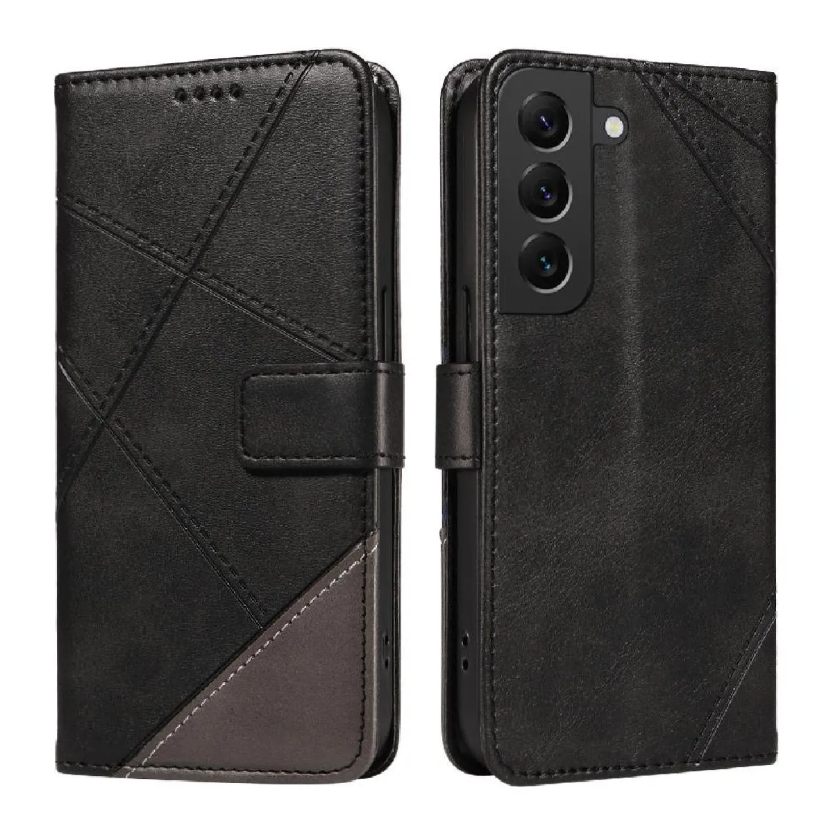 Générique Noir Étui Portefeuille En Cuir Synthétique Avec Support Samsung Galaxy S22
