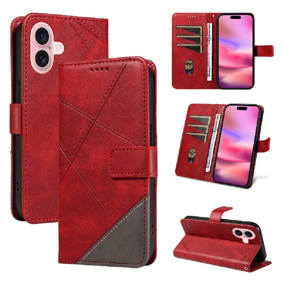 Générique Rouge Étui À Rabat Pour Iphone 16