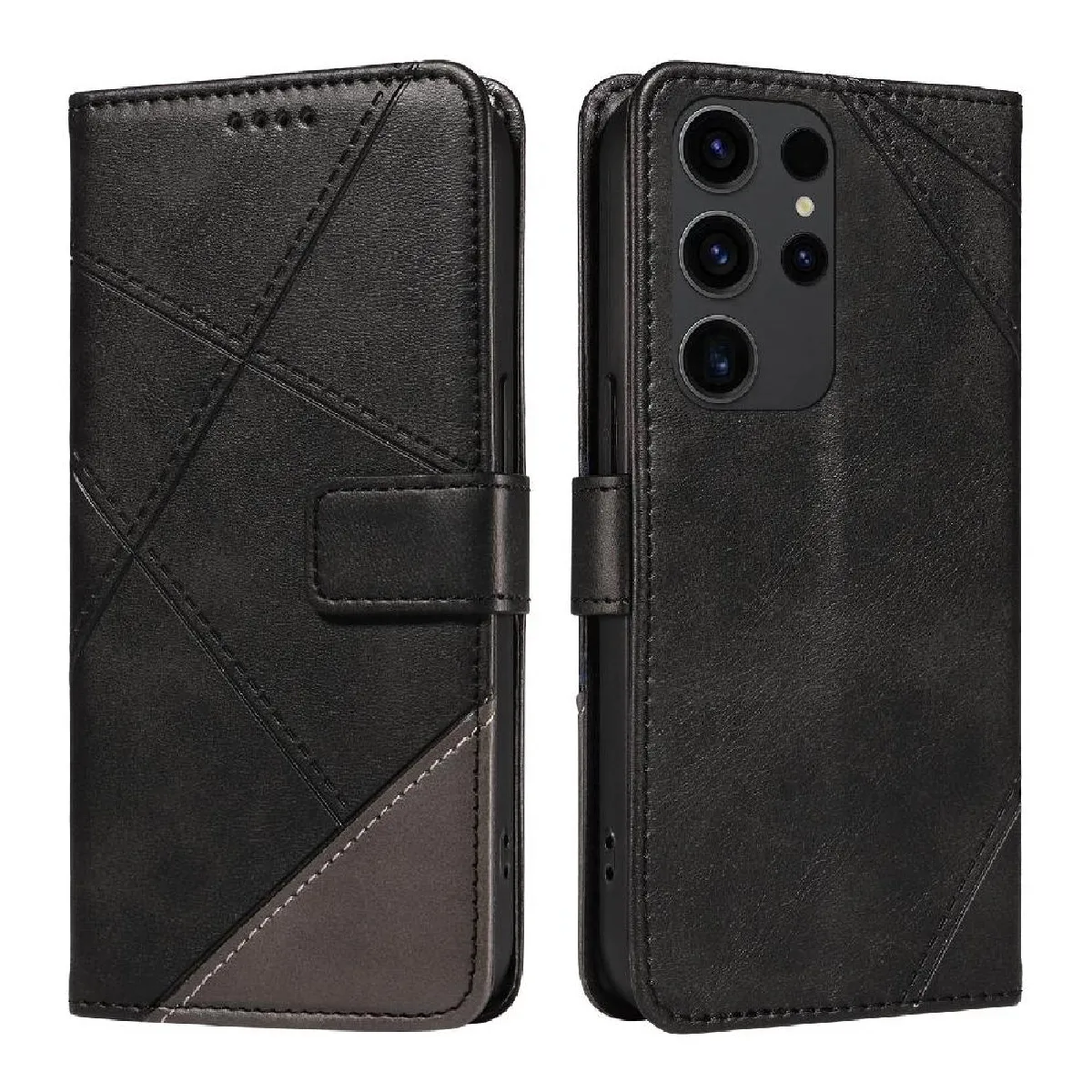 Générique Noir Étui Portefeuille En Cuir À Fermeture Magnétique Samsung Galaxy S23 Ultra