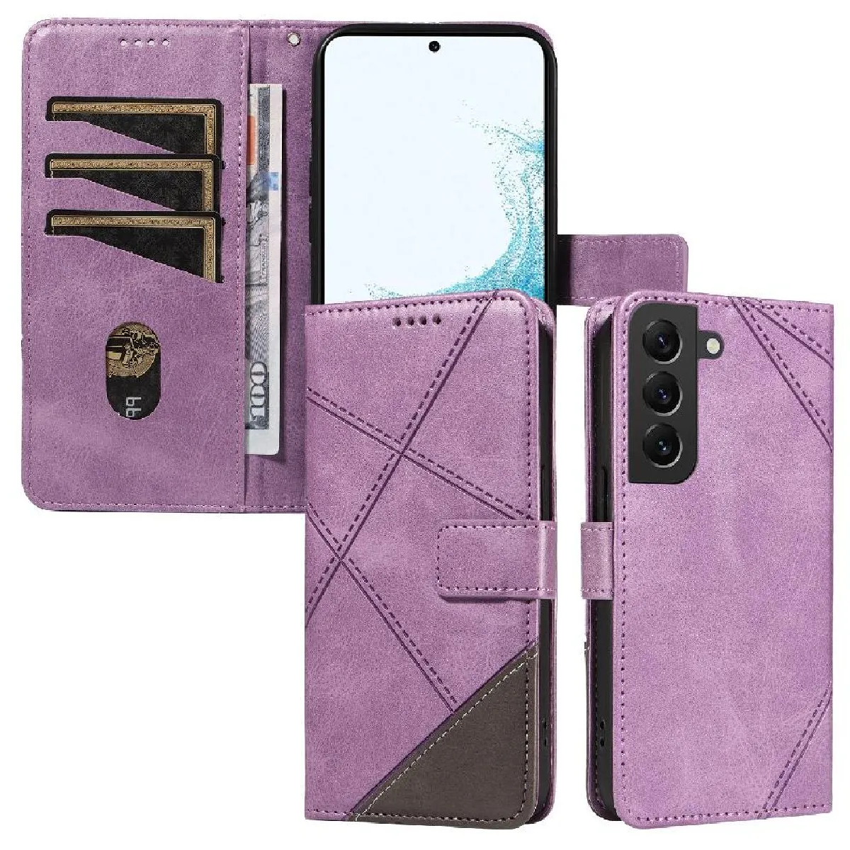 Générique Violet Étui Portefeuille Avec Support Samsung Galaxy S22 Plus