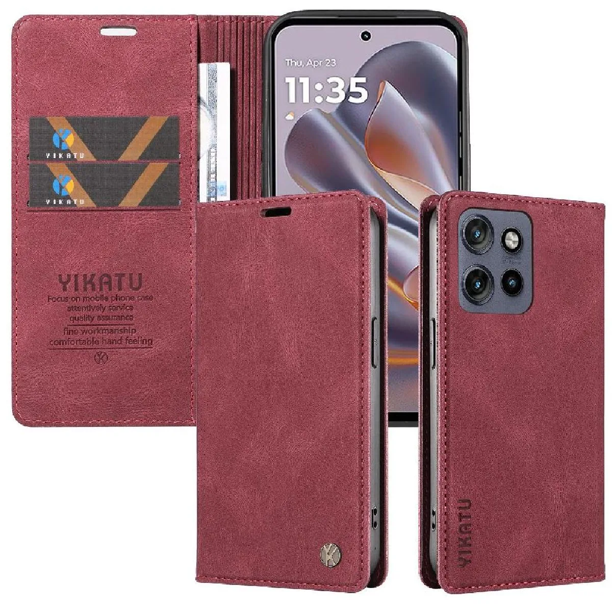 Générique Étui À Rabat Magnétique Motorola Edge 50 Neo - Bordeaux