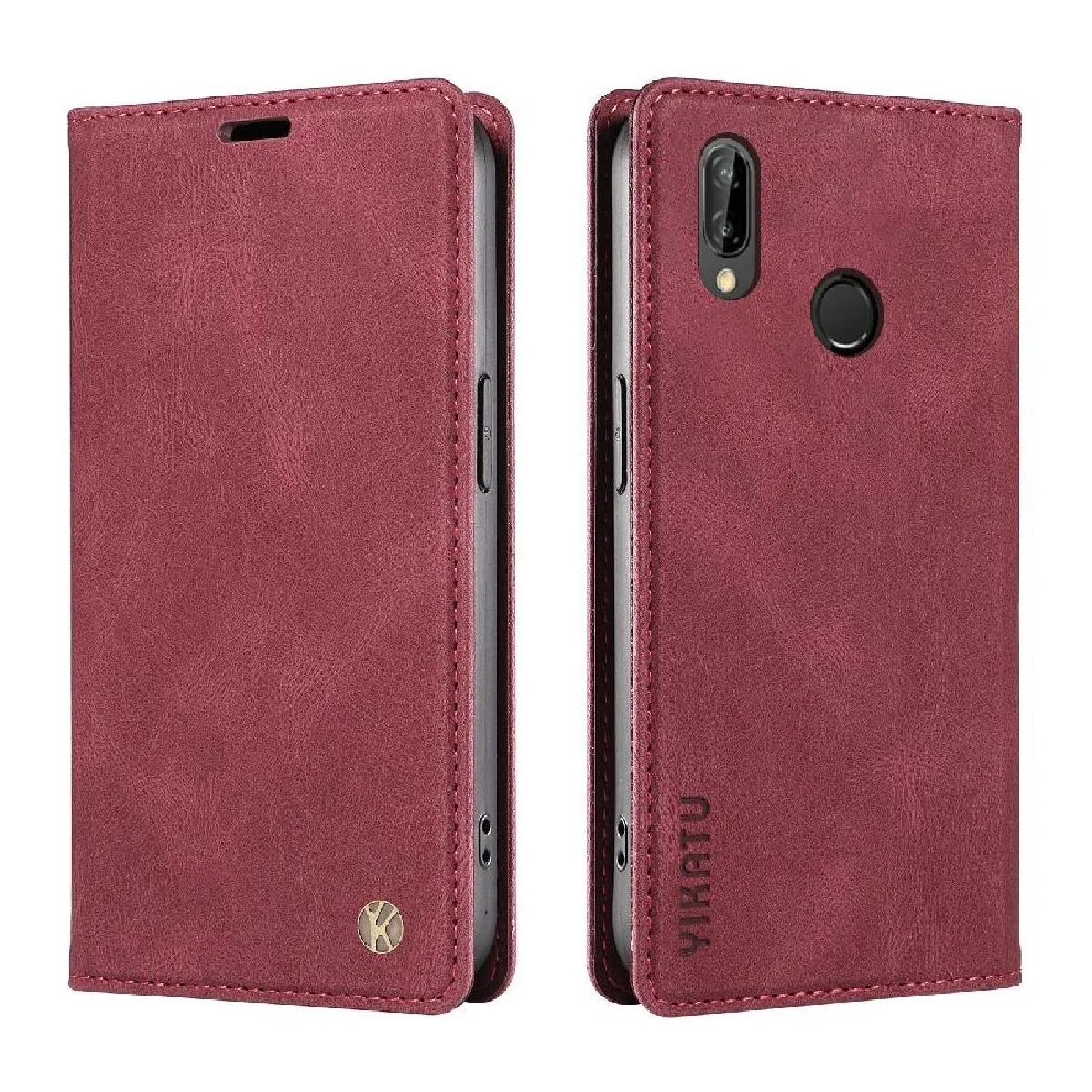 Générique Étui Portefeuille En Pvc Yikatu Pour Huawei Nova 3E - Bordeaux