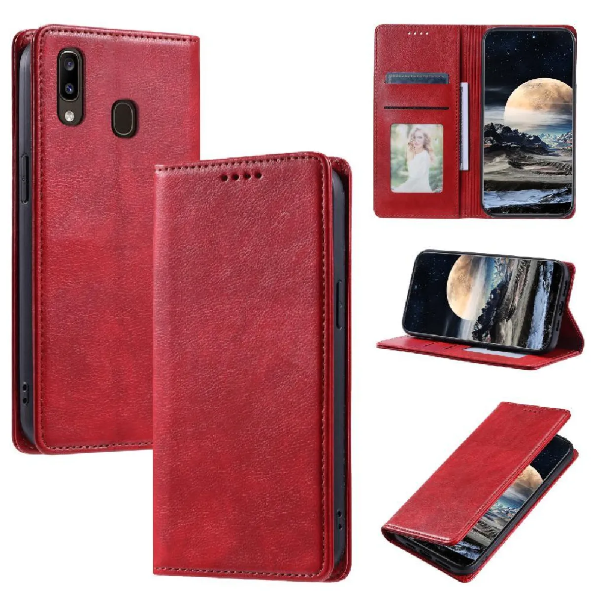 Générique Rouge Étui Portefeuille En Similicuir/Plastique Samsung Galaxy A10e