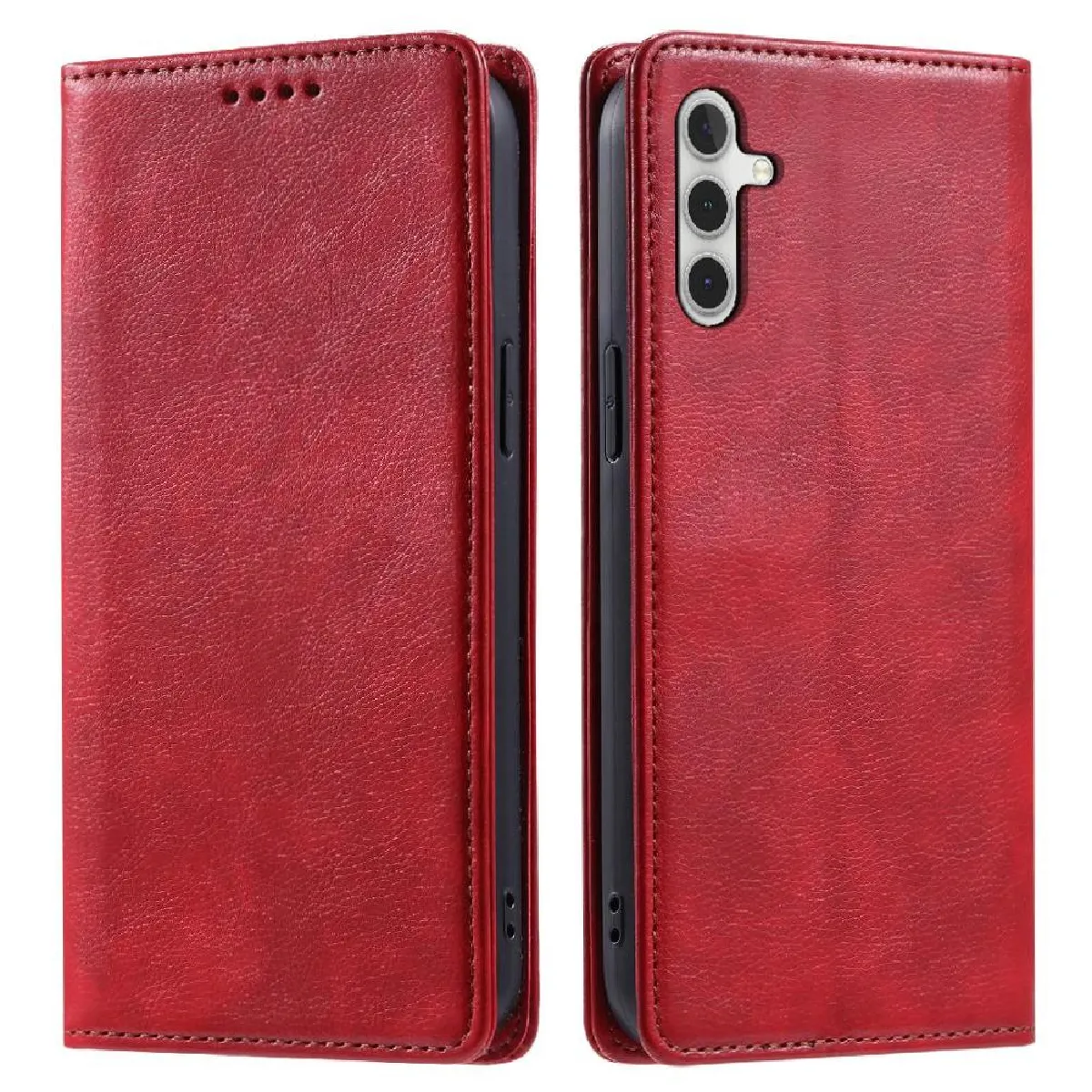 Générique Rouge Étui Portefeuille En Similicuir Avec Support Intégré Samsung Galaxy A55 5G