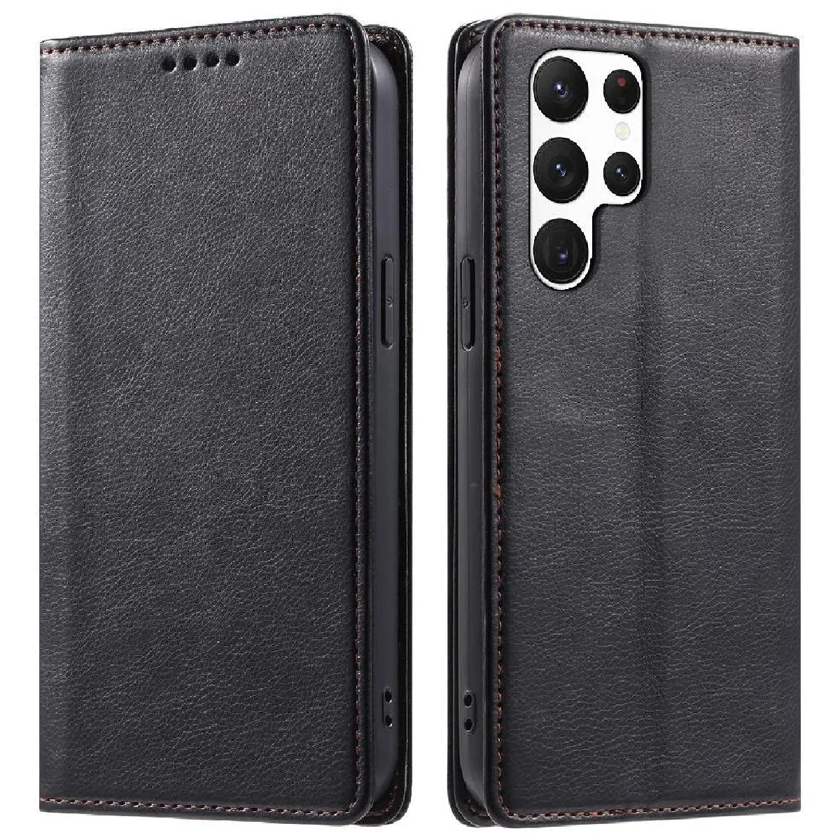 Générique Noir Étui Portefeuille Magnétique Avec Support Samsung Galaxy S23 Ultra