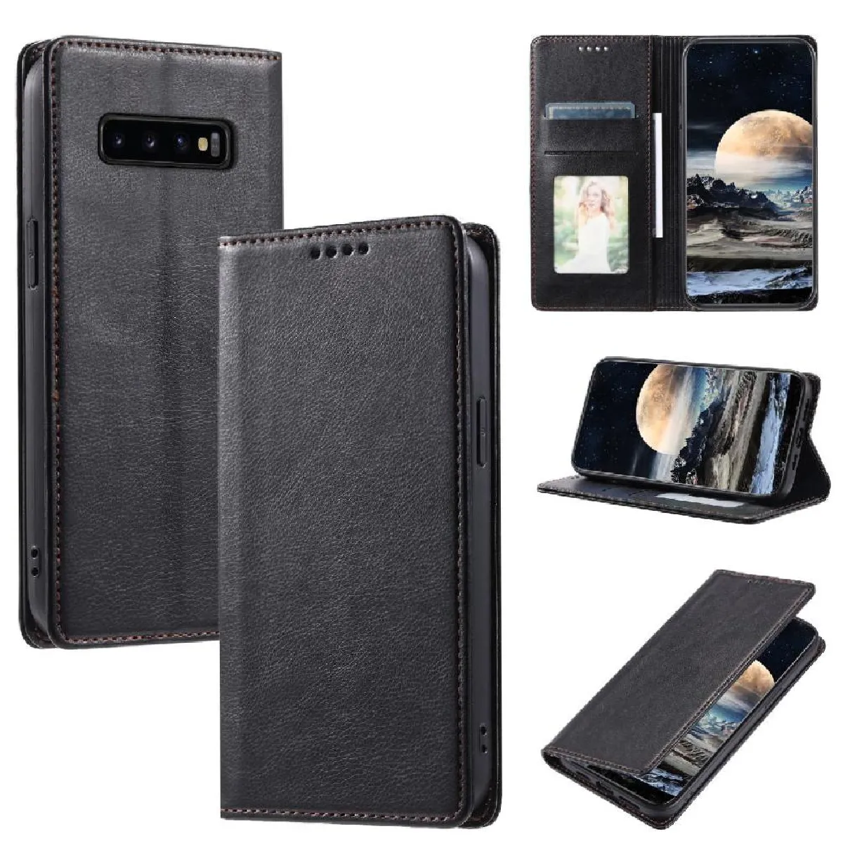 Générique Noir Étui À Rabat Samsung Galaxy S10 Plus