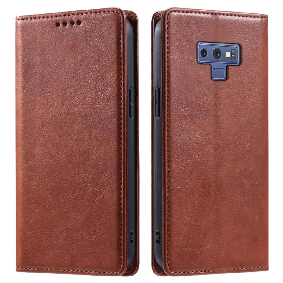 Générique Marron Étui Portefeuille À Fermeture Magnétique Samsung Galaxy Note 9