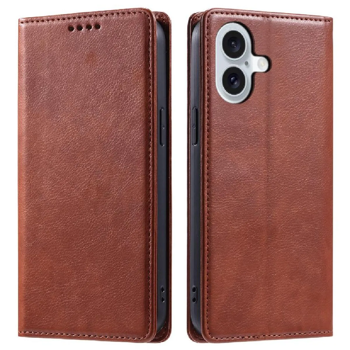 Générique Marron Étui Portefeuille En Similicuir Iphone 16
