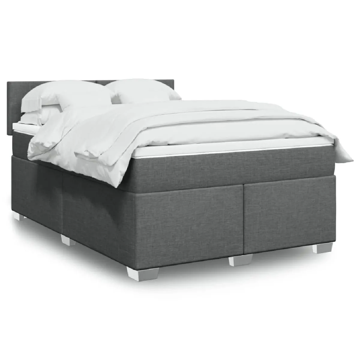 vidaXL Sommier à lattes de lit avec matelas Gris foncé 160x200cm Tissu