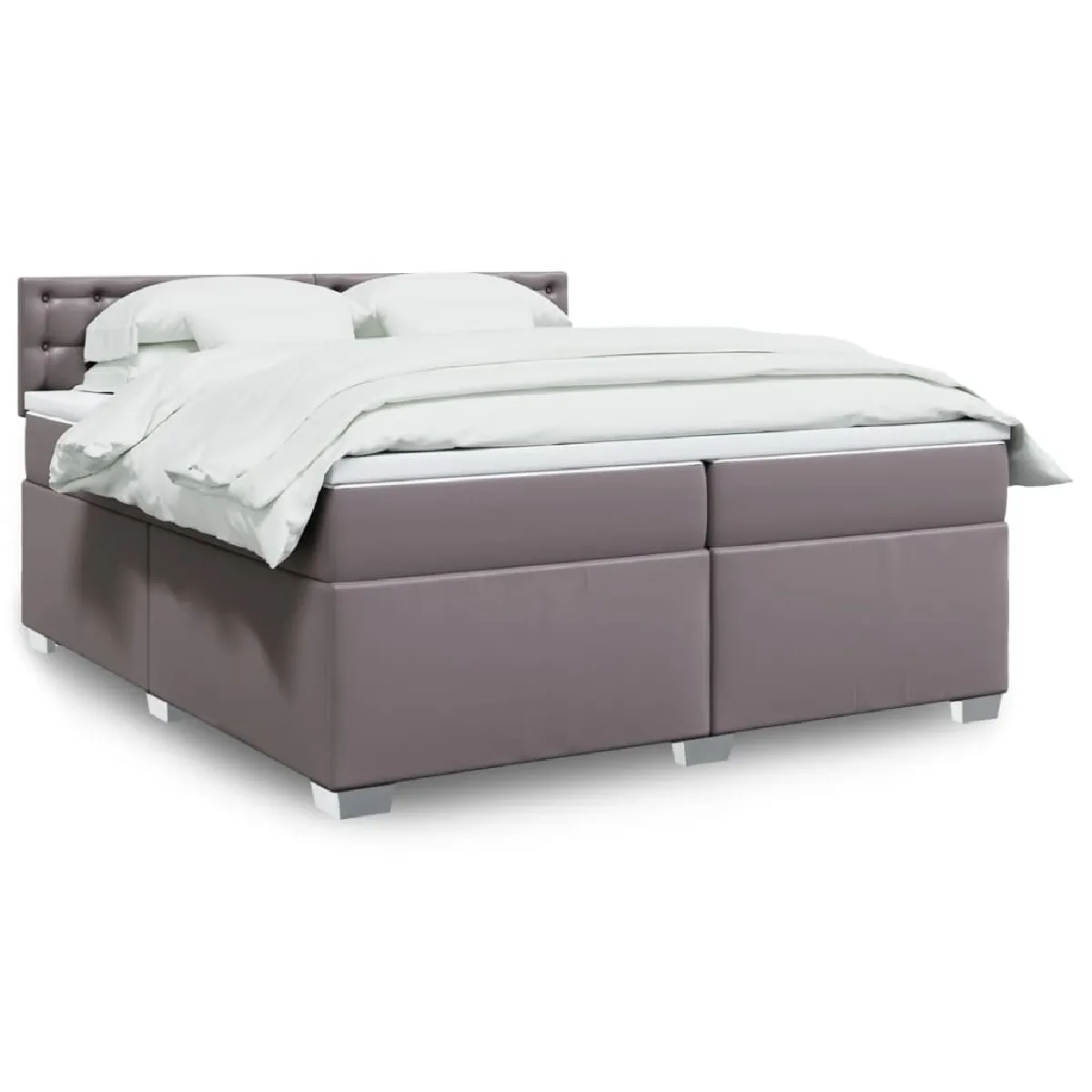 vidaXL Sommier à lattes de lit avec matelas Gris 200x200 cm Similicuir