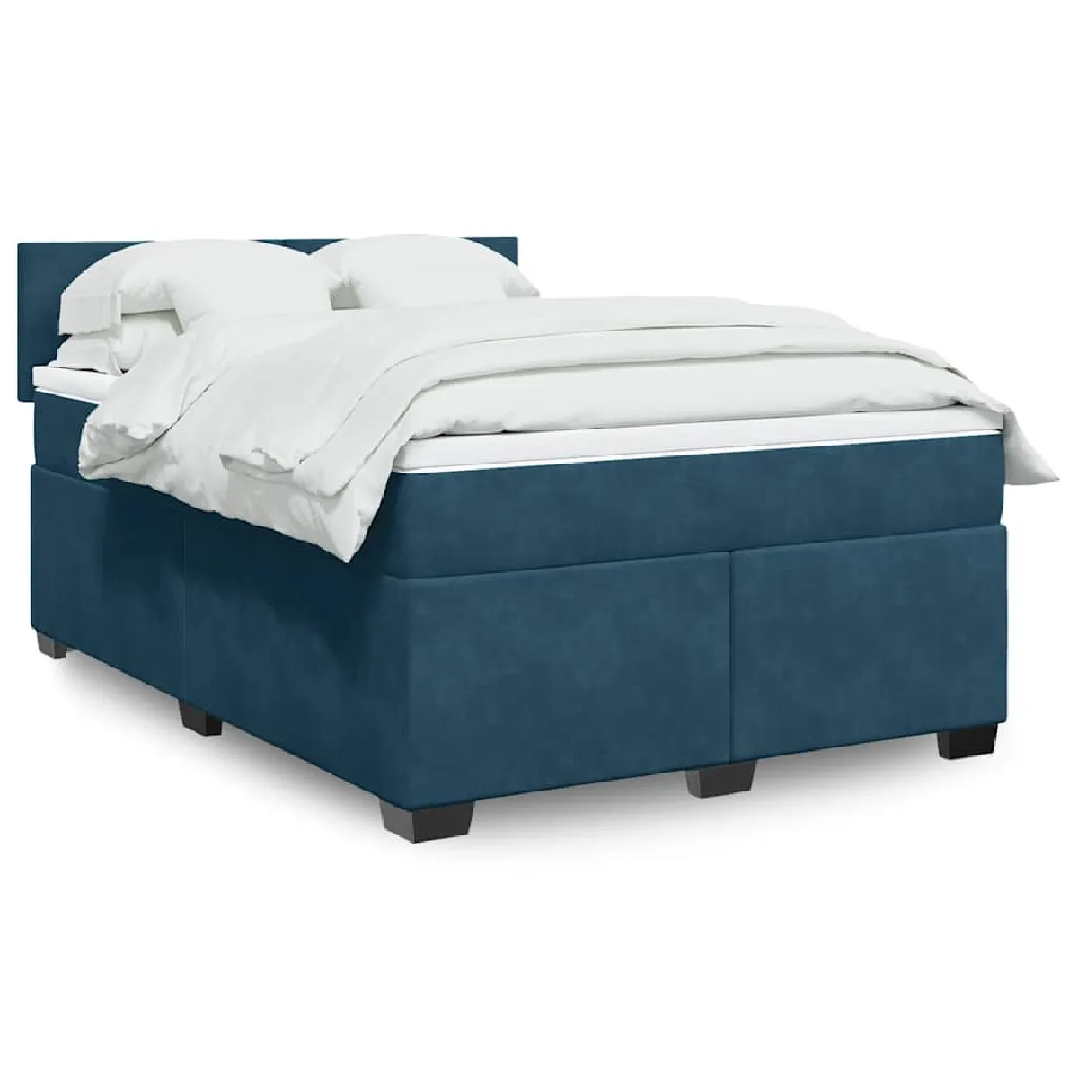 vidaXL Sommier à lattes de lit et matelas Bleu foncé 140x190cm Velours