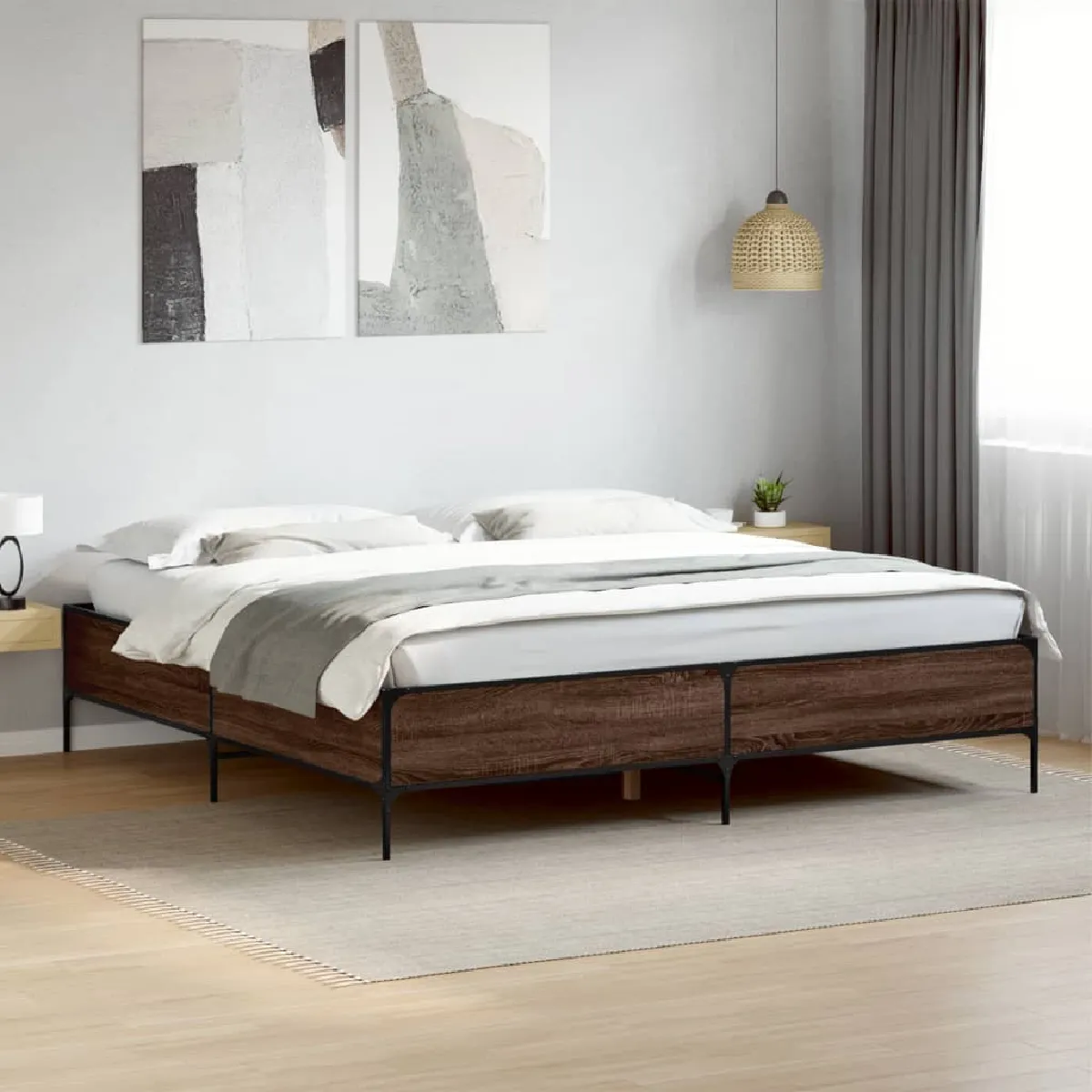 Vidaxl Marron Cadre De Lit Sans Matelas Chêne 200X200 Cm
