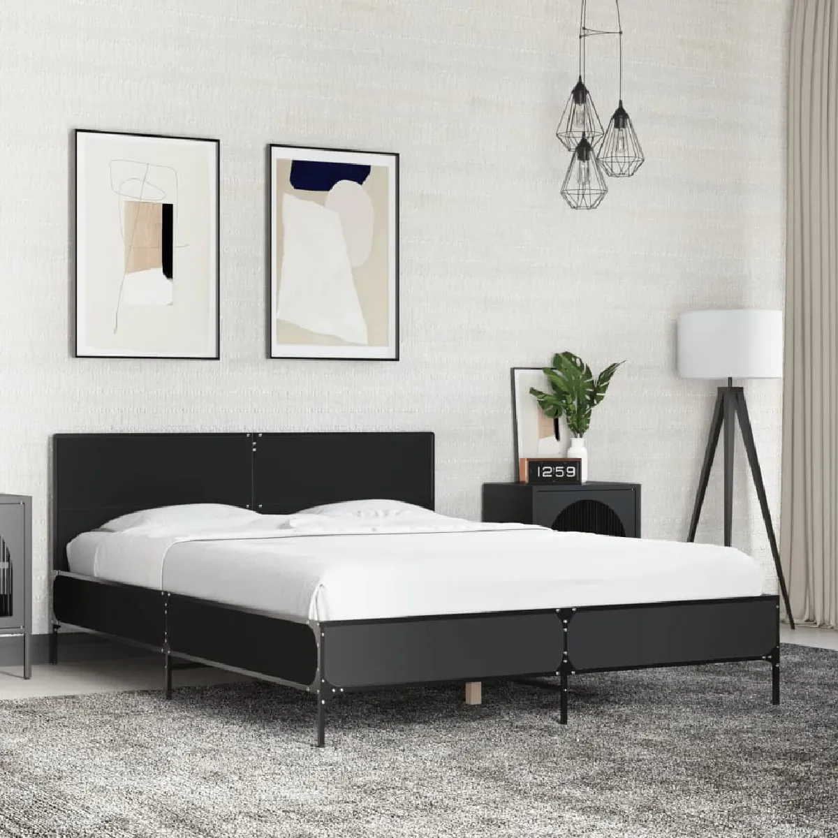 Vidaxl Noir Cadre De Lit Sans Matelas 140X200 Cm - Image 1