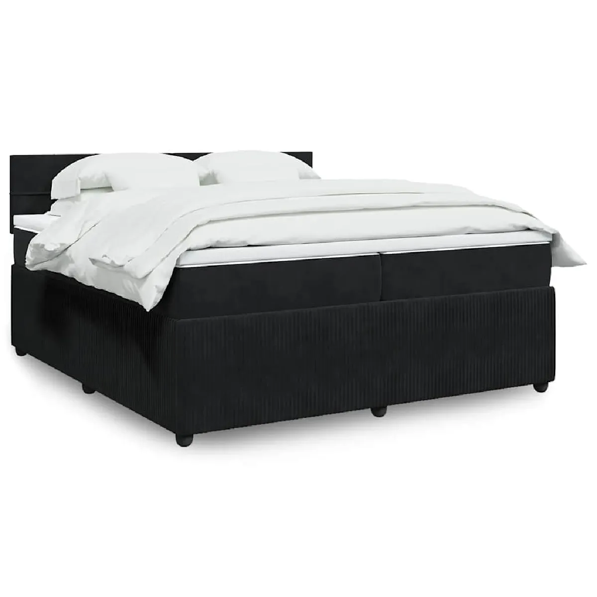 vidaXL Sommier à lattes de lit et matelas Noir 200x200 cm Velours