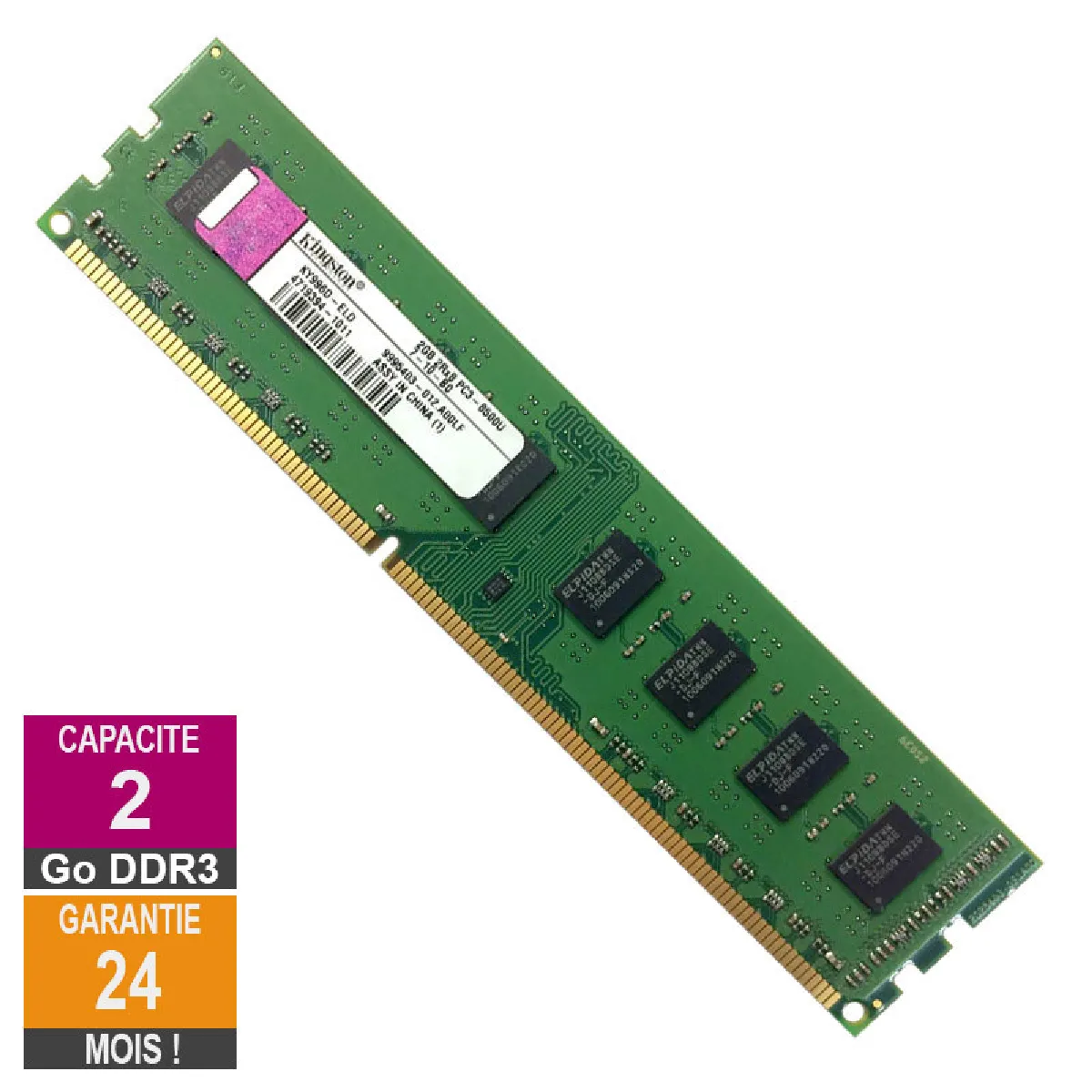 KINGSTON Barrette M&eacute;moire 2Go RAM DDR3  KY996D-ELD PC3-8500U 1066MHz 2Rx8 