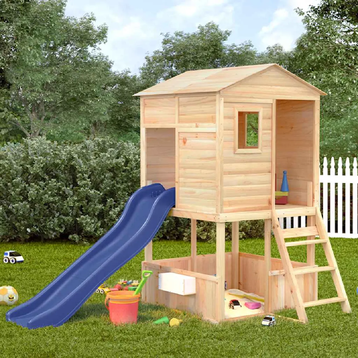 VIDAXL Aire de jeux en bois massif Naturel
