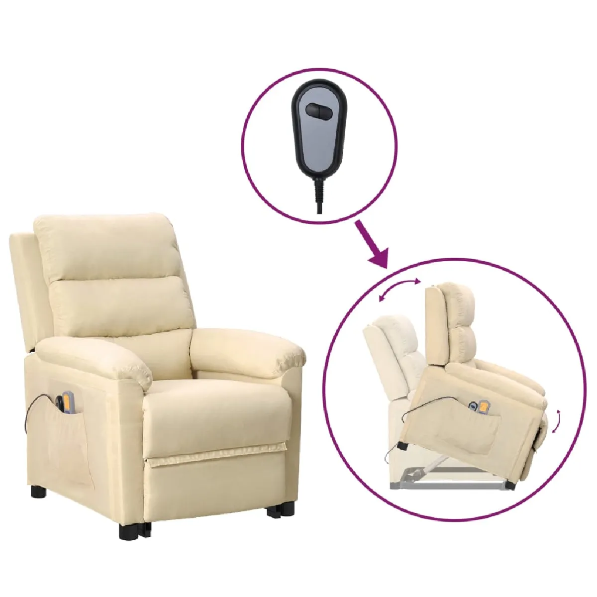 vidaXL Fauteuil Massage Crème - vue 2