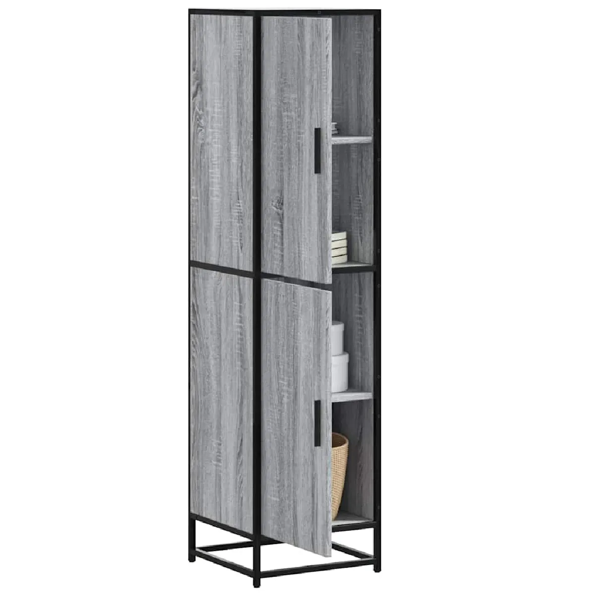 Vidaxl Gris Buffet Haut Sonoma 35,5X35x139 Cm Bois D'ingénierie Métal