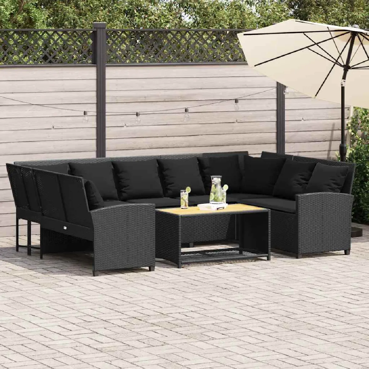 vidaXL Canapé de jardin avec coussins résine tressée - vue 4