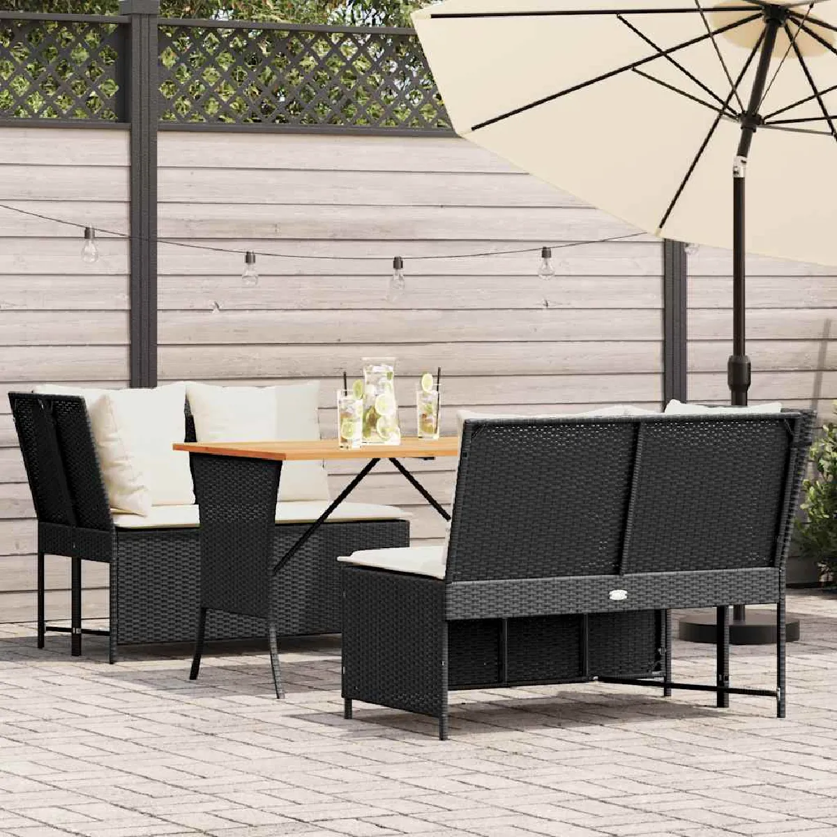 vidaXL Salon de jardin 3 pcs avec coussins - vue 2