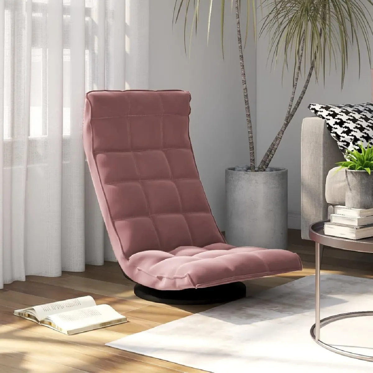 VIDAXL - Fauteuil pivotant - Velours - Rose - Image 3