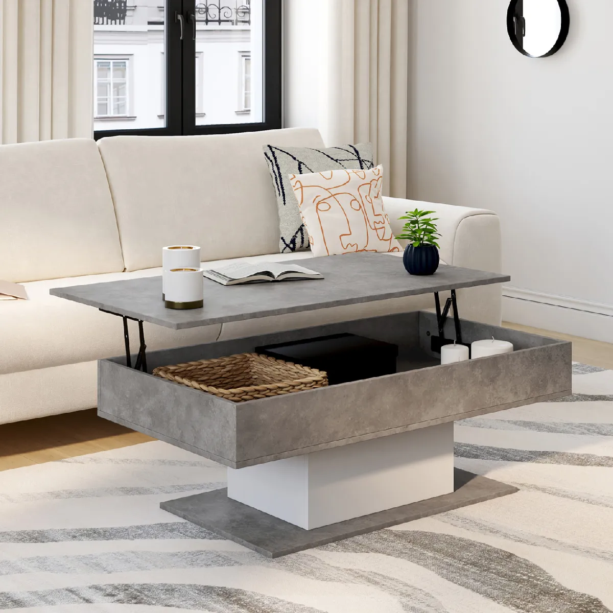 Meilleurs prix pour MARKET Table basse EDEN Effet Béton et Blanc