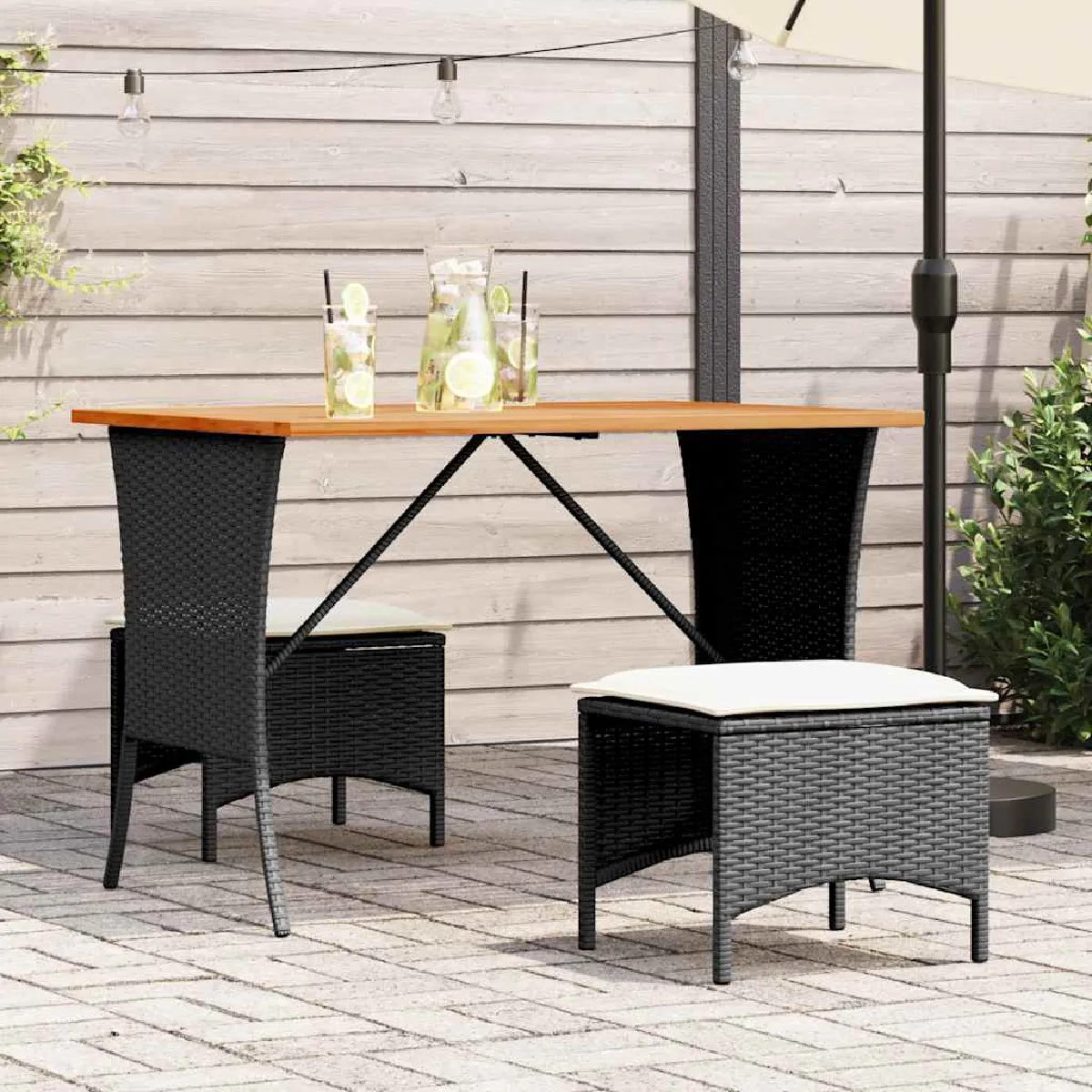 Non Communiqué Noir Table De Jardin Avec Dessus En Bois D Acacia 105X75x72 Cm - Image 3
